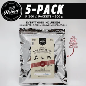 PACK OF 5 Pure Henna Hair & Beard Dye | 100% Natural | Henna Color Lab - Picture 1 of 6