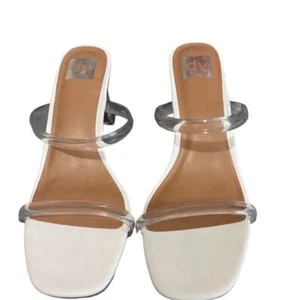 Sandalias Dolce Vita para mujer blancas con tiras de tacón ancho hebilla punta abierta talla 11 - Imagen 1 de 4