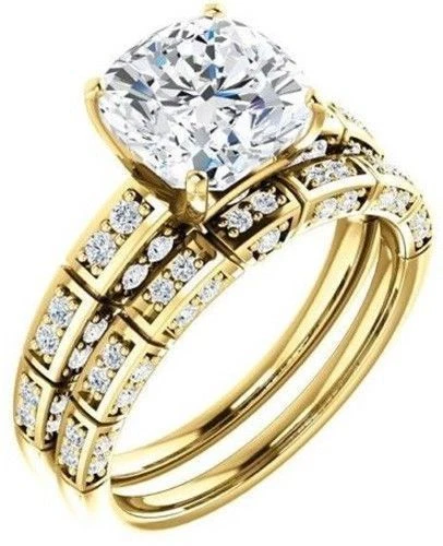 1.02 carat Cushion cut DIAMOND Engagement Wedding 14k Yellow Gold Ring G SI1 - Image 1 of 1