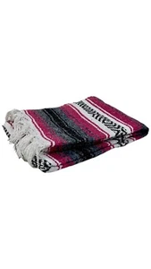 Handmade Classic Mexican Blankets 72"x49" (Pink) - Picture 1 of 2
