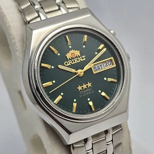 ORIENT TRISTAR CRYSTAL 469261-4A AUTOMATIC DAY/DATE VINTAGE MEN’S WATCH - Picture 1 of 9