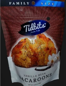 TIDBITS SNACKS TO GO ORIGINAL VANILLA BEAN MACAROONS. 5.25 OZ, FAMILY SIZE. - Picture 1 of 1