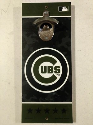 CHICAGO CUBS BOTTLE OPENER SIGN 5"X11" HARDBOARD CAST METAL OPENER BLOWOUT - Image 1 of 2