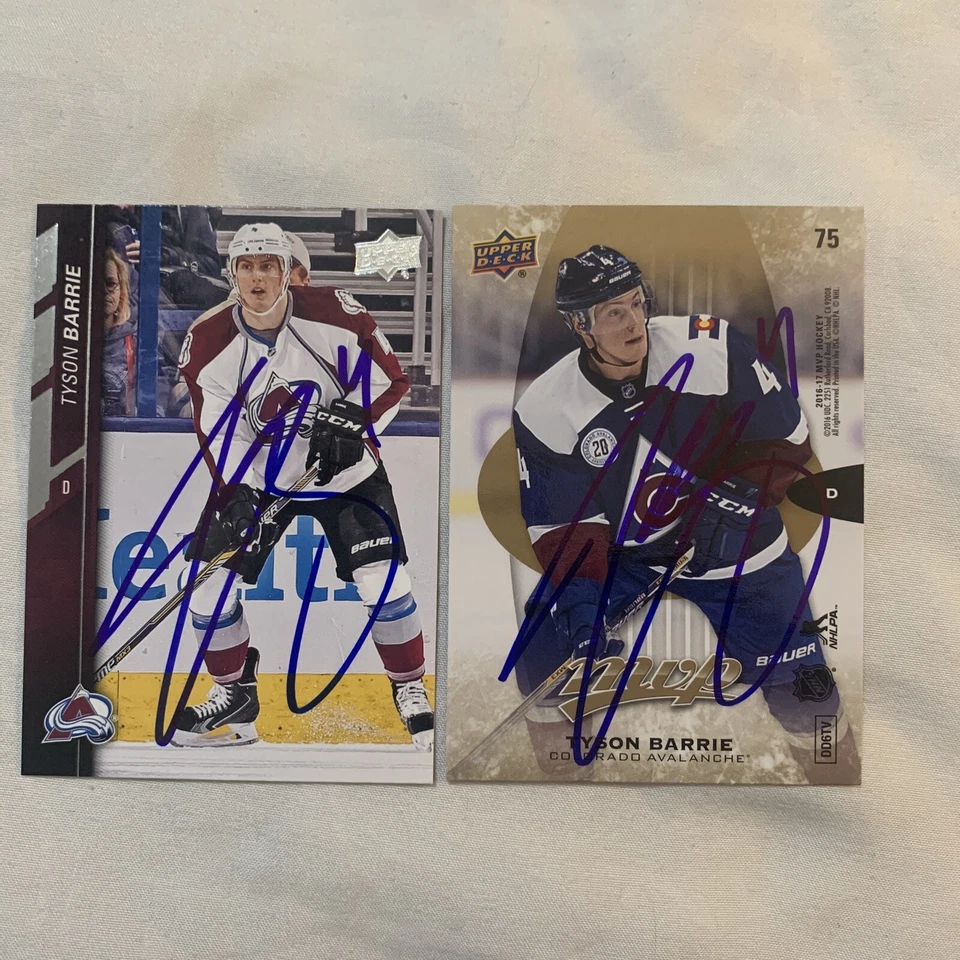 Tyson Barrie Autograph Leafs Avalanche Card Lot 2 Upper Deck MVP 45 75 Signed - Image 1 of 1