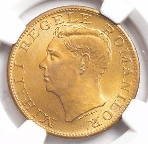 1945, Kingdom of Romania, Mihai I. Beautiful Brass 500 Lei Coin. NGC MS-64!