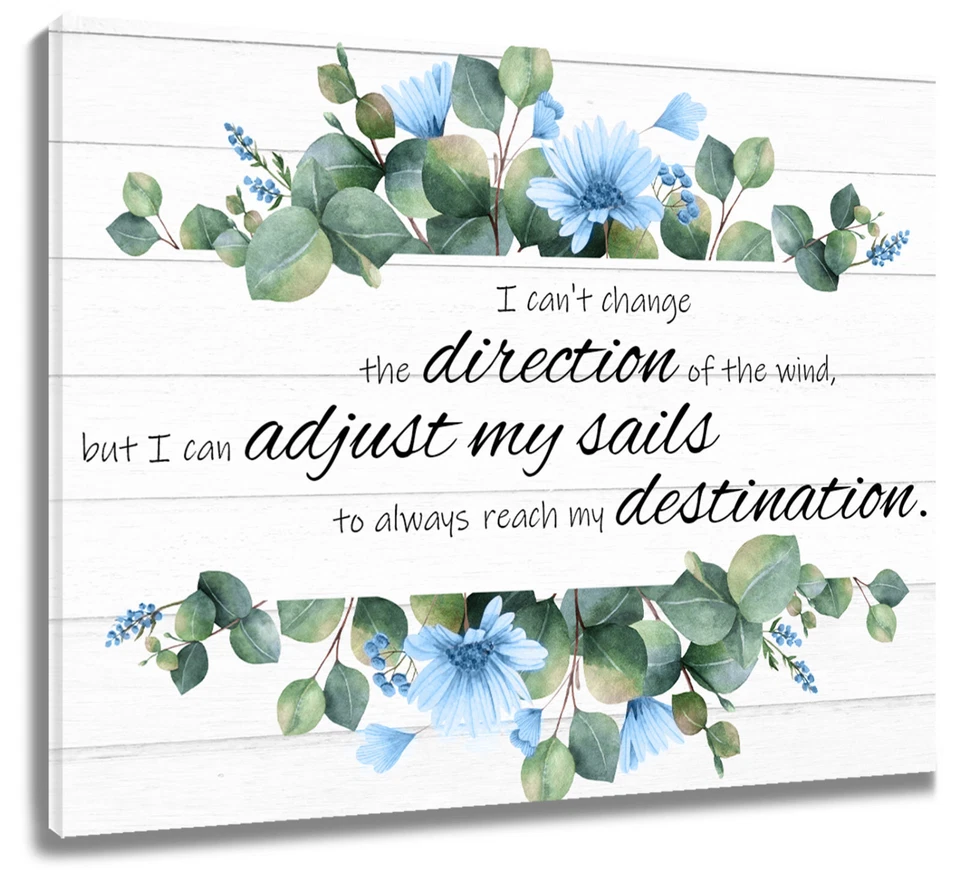 Garden Blue Floral Vintage Botanical Canvas Wall Art for Bathroom Living Room - Image 1 of 4