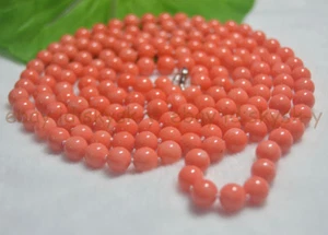 Real Natural 7-8mm Pink Coral Gemstone Round Beads Jewelry Necklaces 35-48" AA - Picture 1 of 8