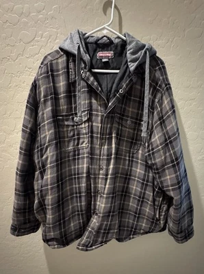 Мужская фланелевая куртка Craftsman в клетку на молнии утепленная рабочая одежда с капюшоном размер XL - Изображение 1 из 4