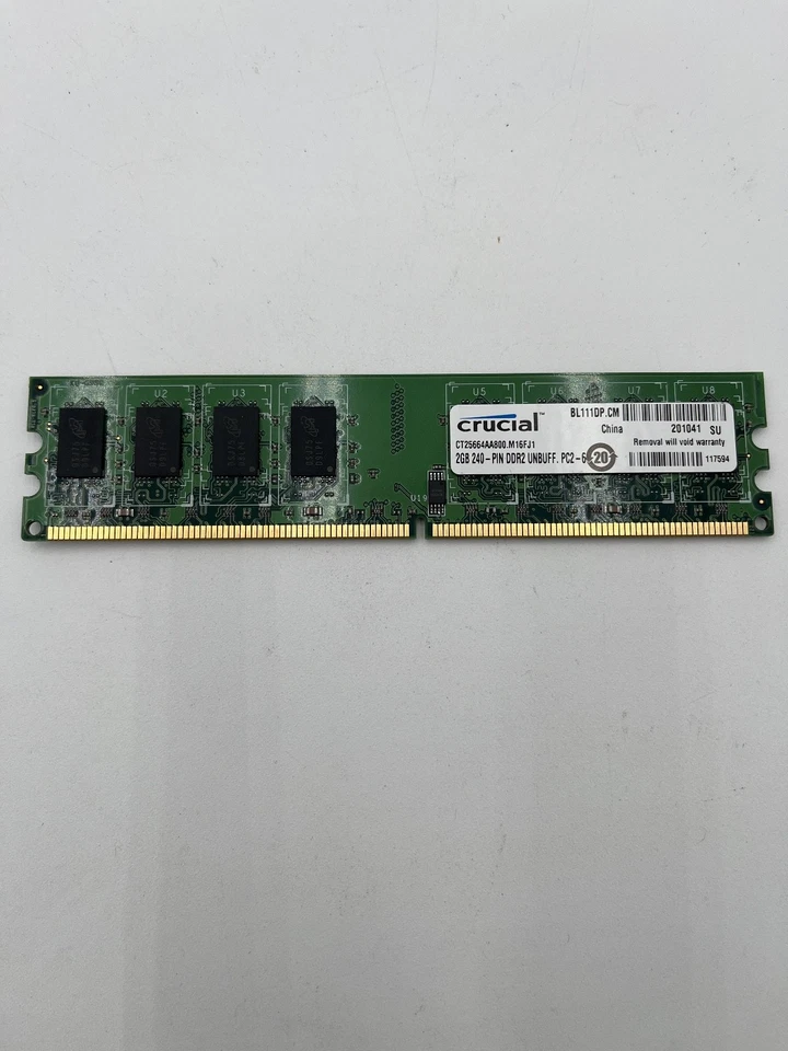 Crucial 2GB 240-Pin DDR2 PC2-6400 Unbuffered Desktop Memory RAM - Image 1 of 1