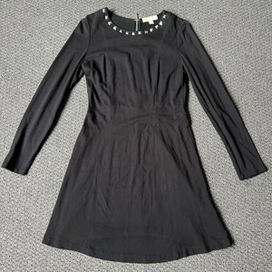 Michael Kors Women’s Midi Dress Size 12 Black Longsleeve Scoop Neck Studded  - Bild 1 von 7