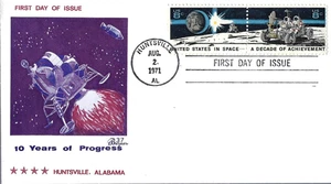 USPS FDC 10 Years of Progress, Huntsville, AL August 2 1971 8 cent Stamps Double - Picture 1 of 1
