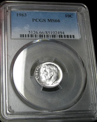 1963 Roosevelt Dime Silver ---- MS-66 PCGS Graded Coin --- #445C - Image 1 of 4