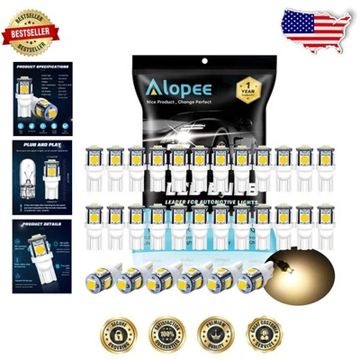 30-Pack T10 194 LED Bulbs 3000K Warm White 5050 SMD Bright - Image 1 of 4