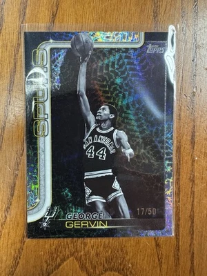 2025-26 Topps Flagship GEORGE GERVIN refractor de lámina negra 17/50 #265 Spurs Foto 1 de 4