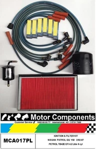 IGNITION LEADS, SPARK PLUGS & FILTER SERVICE KIT for PATROL GQ TB42E EFI 4.2L - Picture 1 of 3