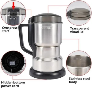 200-400W Electric Coffee Grinder Kitchen Spices Grains Grinder Machine Multifunc - Picture 1 of 7