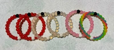 Lokai Bracelets Sz Small 6" Red Rainbow Clear Pink Lot of 6 - Image 1 of 4