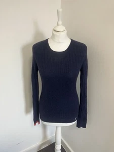 Joules Jumper Womens Size UK 8 Navy Blue Wool Blend Crew Neck Cable Knit - Picture 1 of 10