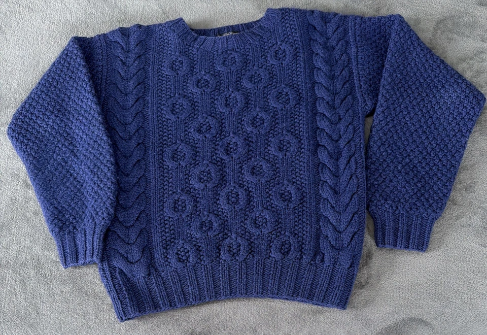 Suéter grueso tejido con cable azul marino mediano Lands' End para mujer tejido pesado Foto 1 de 4