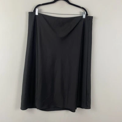 J. Crew Slip Skirt Size 2X Black Pull On Satin Midi BT103 - Image 1 of 4