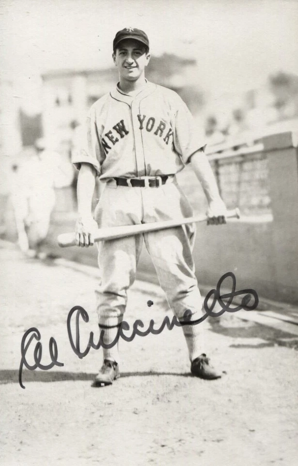 Al Cuccinello autographed vintage NY Giants Rowe postcard size photo - Image 1 of 1