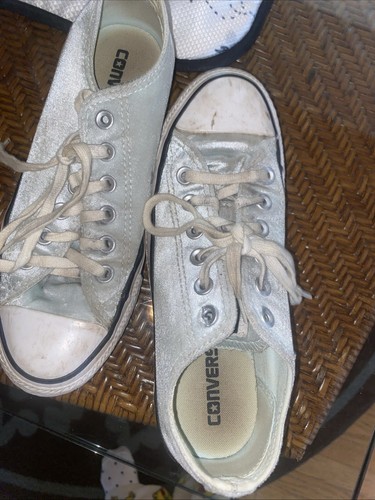 Converse chuck taylor all star linea donna scarpe sneakers stringate argento lucido taglia 7