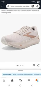 NIB Brooks 120395-135 Women's Ghost Max Crystal Grey/White/Tuscany Athletic Shoe - Picture 1 of 5
