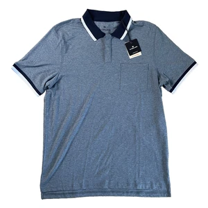 The Normal Brand M Medium Active Puremeso Tipped Polo Navy Lake Blue Mens - Picture 1 of 16