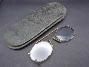 Late 1800s-Early 1900s pince nez with leather case - Picture 1 of 9