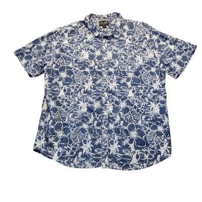 Retrofit Brand Hawaiian Shirt Blue Tropical Hawaiian Palms Cotton Mens 2XL EUC  - Image 1 of 4