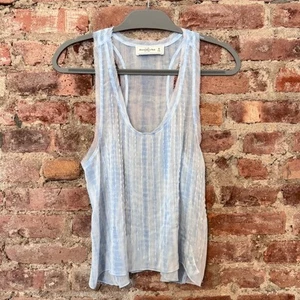 A&F Sheer Blue Tie Dye Embellished Tank Top - Picture 1 of 7