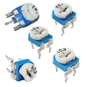 5 x 5 Variable Trimpot Resistor Single Turn 200 V & H, 10k H, 50k H, 100k H Ohm  - Picture 1 of 2
