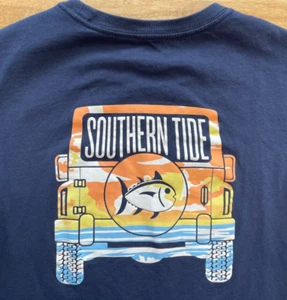 Southern Tide Shirt Boys Size LX (16) Navy w/ Screenprint Classic! - Picture 1 of 4