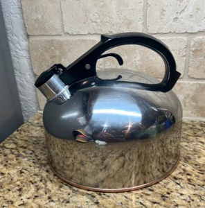 Vintage Paul Revere Ware Copper Bottom Kettle Whistling Tea Pot - Picture 1 of 12