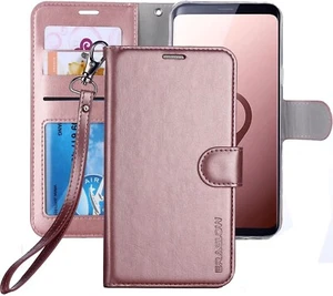Samsung Galaxy S9 Case Luxury Leather Wallet Flip Full Body Protective Cover - Picture 1 of 6