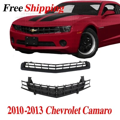 For 2010-2013 Chevrolet Camaro Grille Grill Coupe Textured Black Plastic Set 2pc — 第 1/4 张图片
