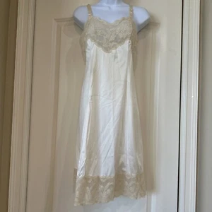Vintage Lord & Taylor Spitze Creme Seidig Slip Gr. 34 Kleid Maxi/Midi Union Made USA - Bild 1 von 12
