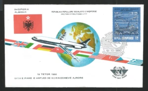 Albania 1990 FDC First Day of International Flights Airmail - Picture 1 of 1