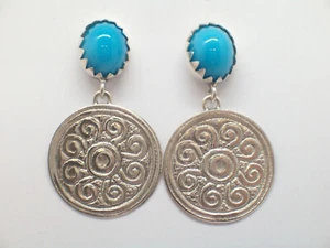 Ohrringe aus Silber 925 mit Stein Kunststoff Blau - Immitat - Picture 1 of 6