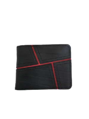 Cartera abatible geométrica de neumáticos reciclados de comercio justo de Camboya Foto 1 de 4