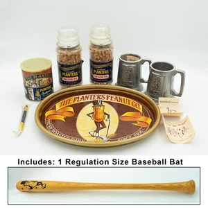 Planters 8pc Set: Pewter Mugs, Serving Tray, Regulation Size Baseball Bat - NEW - Picture 1 of 7