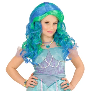 Kinder Perücke Meerjungfrau blau-grün Fantasy Kinderperücke Fee Mädchenperücke - Bild 1 von 1