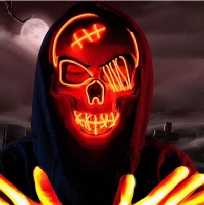 Máscara Calavera LED Halloween / Se Ilumina Rojo - Nuevo 💀 Foto 1 de 4