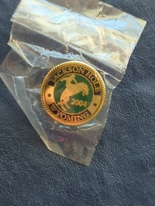 Vintage 2004 Jackson Hole Wyoming Lapel Pin Bull Riding Cowboy Excellent - Picture 1 of 5