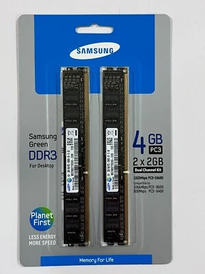 New Samsung 2x 2GB DDR3 1333MHZ PC3-10600 4GB 240Pin DIMM M379B5773CH0 - Image 1 of 3