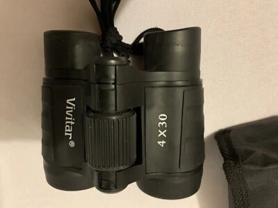 Vivitar 4 X 30 Compact Binoculars with Case and Lens Cloth Hiking Hunting, Black - Image 1 of 4