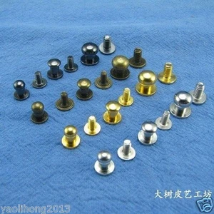 Rundkopf Nagel Nieten Tasche Chicago Nieten Schrauben Rücken Kupfer Leder Gürtel Handarbeit - Bild 1 von 8