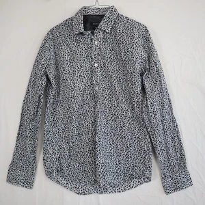 Bugatchi Shirt Mens Medium Shaped Fit Casual Button Up Gray Camo Long Sleeve - Picture 1 of 6