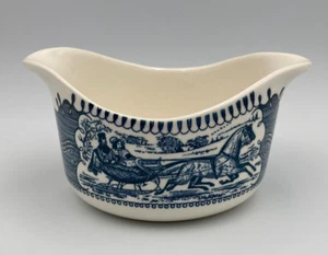 Vtg Royal China Currier & Ives Gravy Boat Blue Horse and Sleigh (2 avail) - Picture 1 of 6
