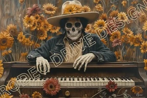 DÍA DE MUERTOS EL PIANISTA IMPRESIÓN EL MÚSICO SERIE 36x24 O 24x18 ARTE DE PARED - Imagen 1 de 2